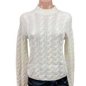 Vince Wool Cashmere Cable Knit Mock Neck Sweater XS V979679482
